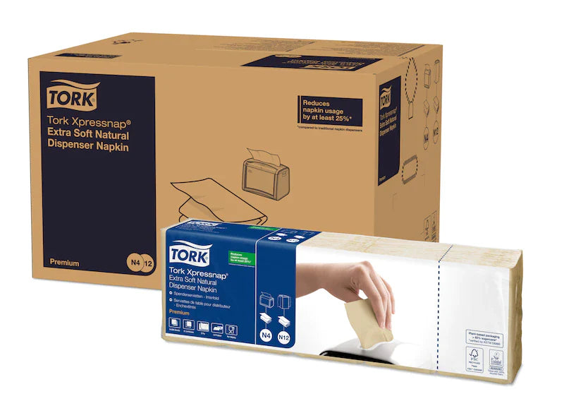 8 x Tork  Xpress Napkin Natural 2P 2Fold Env 200Pkx5X8 N4