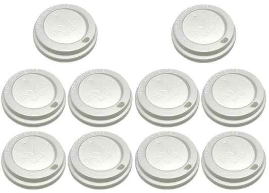 10 x Compostable Coffe Cup Lids Clear 12 Oz /16Oz