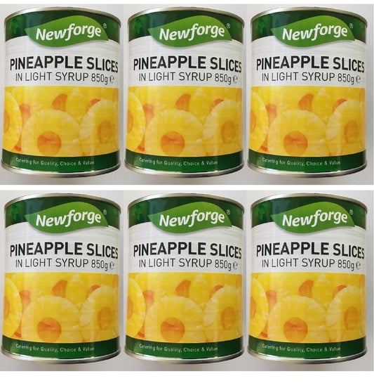 6 x Newforge Pineapple Slices In Light Syrup 820G