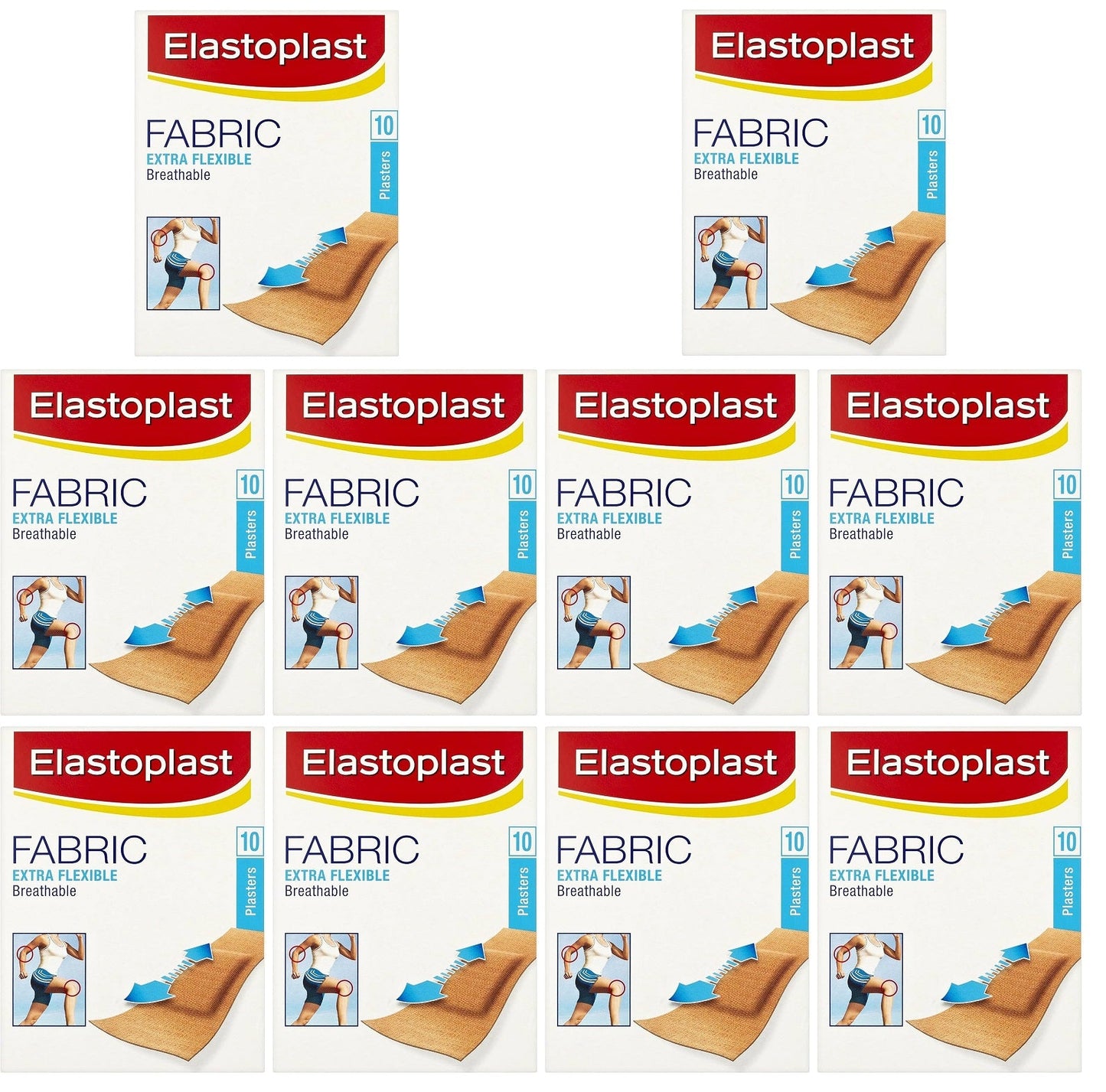 10 x Elastoplast Fabric Extra Flexible Breathable 10 Plasters