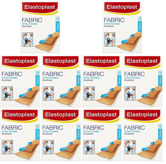 10 x Elastoplast Fabric Extra Flexible Breathable 10 Plasters
