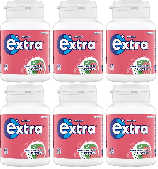 6 x Extra Watermelon Chewing Gum Bottle 46pce - 46 PCE