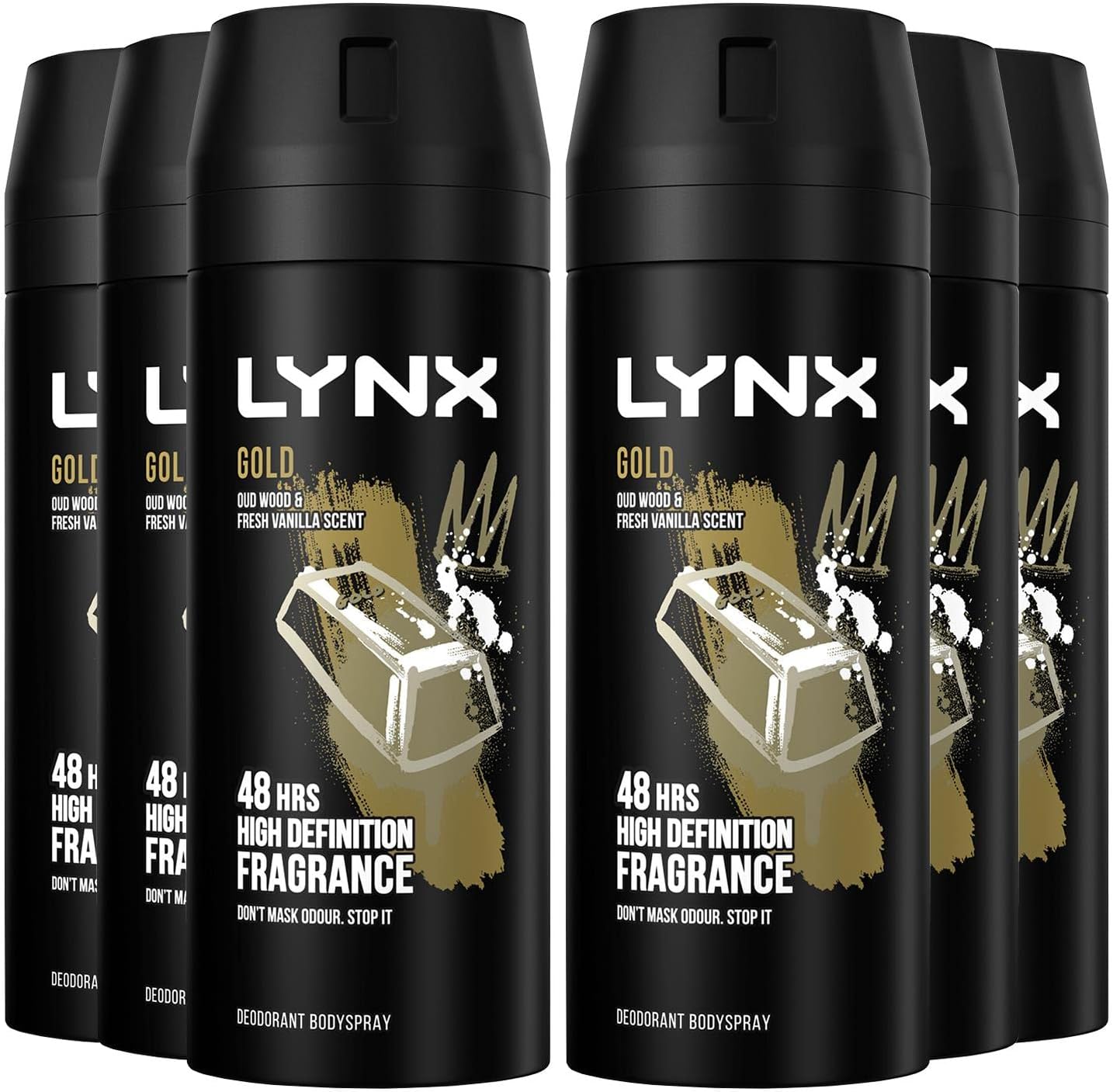 6 x Lynx  Bodyspray Gold 150 Ml