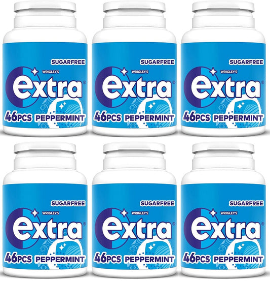6 x Extra Peppermint Chewing Gum Bottle 46pce - 46 PCE