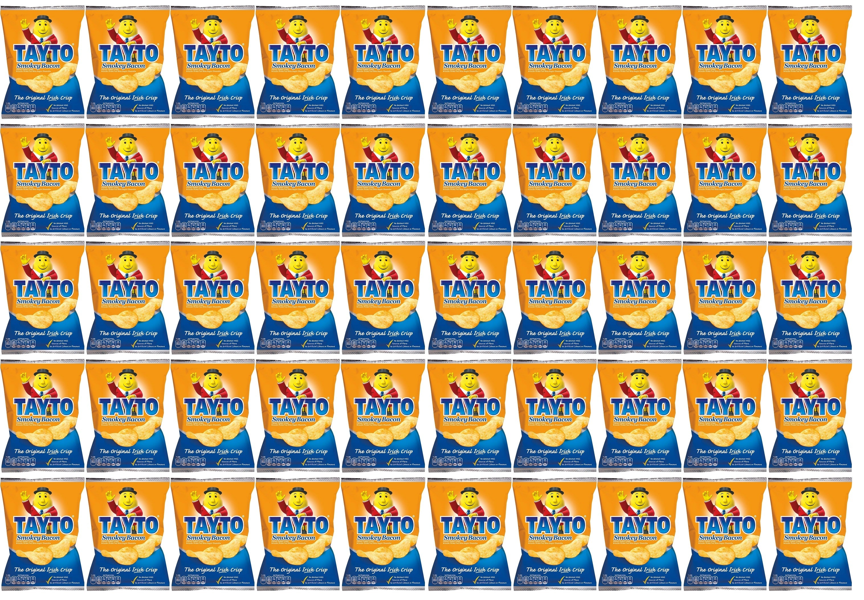50 x Tayto Smokey Bacon Flavour Potato Crisps 37G