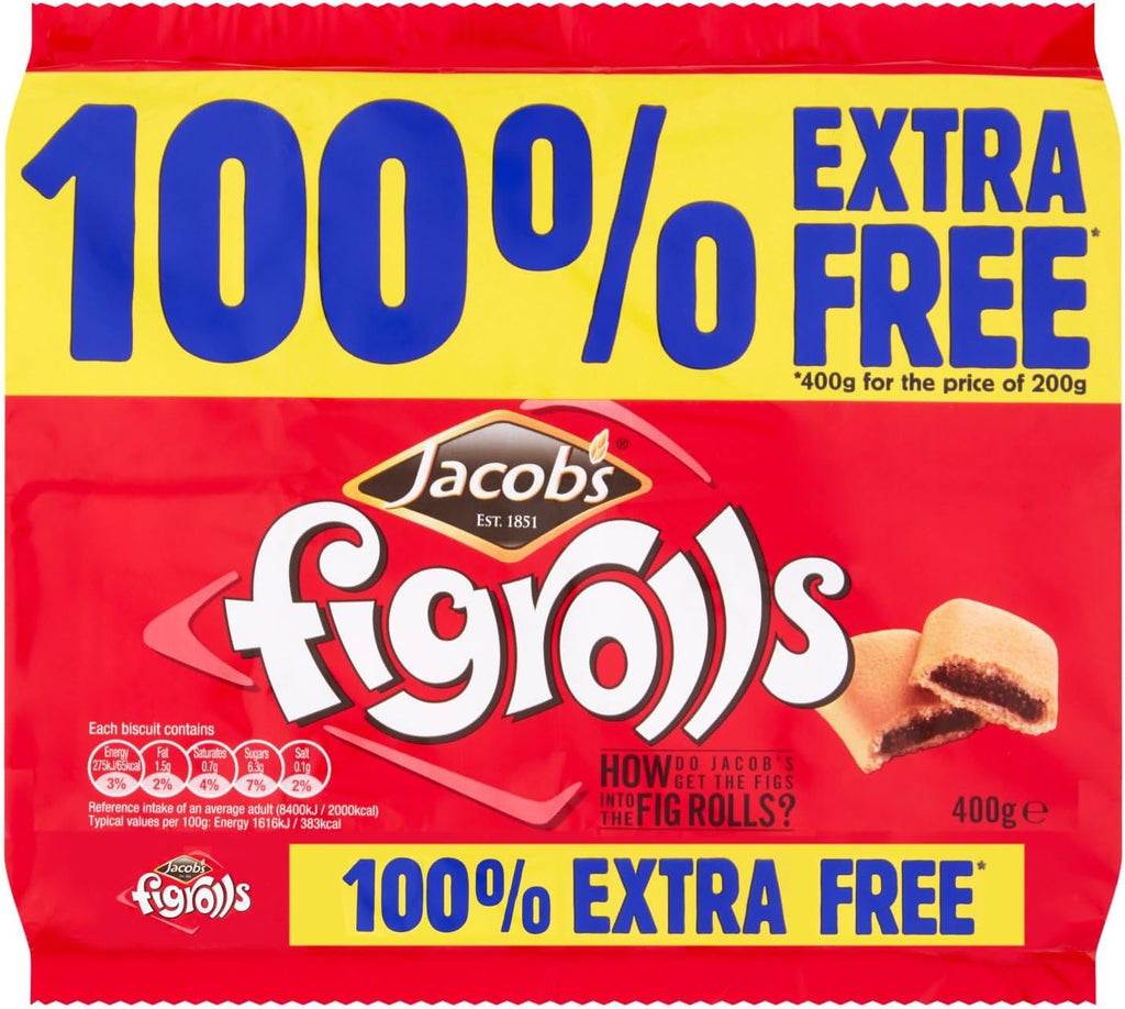 24 x Jacob's Figrolls 400G 100% Extra Free