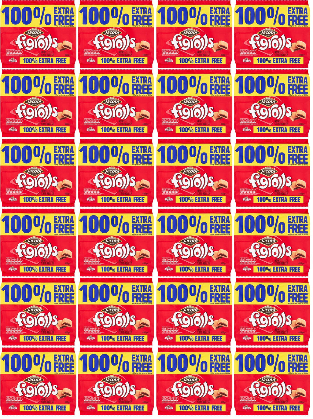 24 x Jacob's Figrolls 400G 100% Extra Free