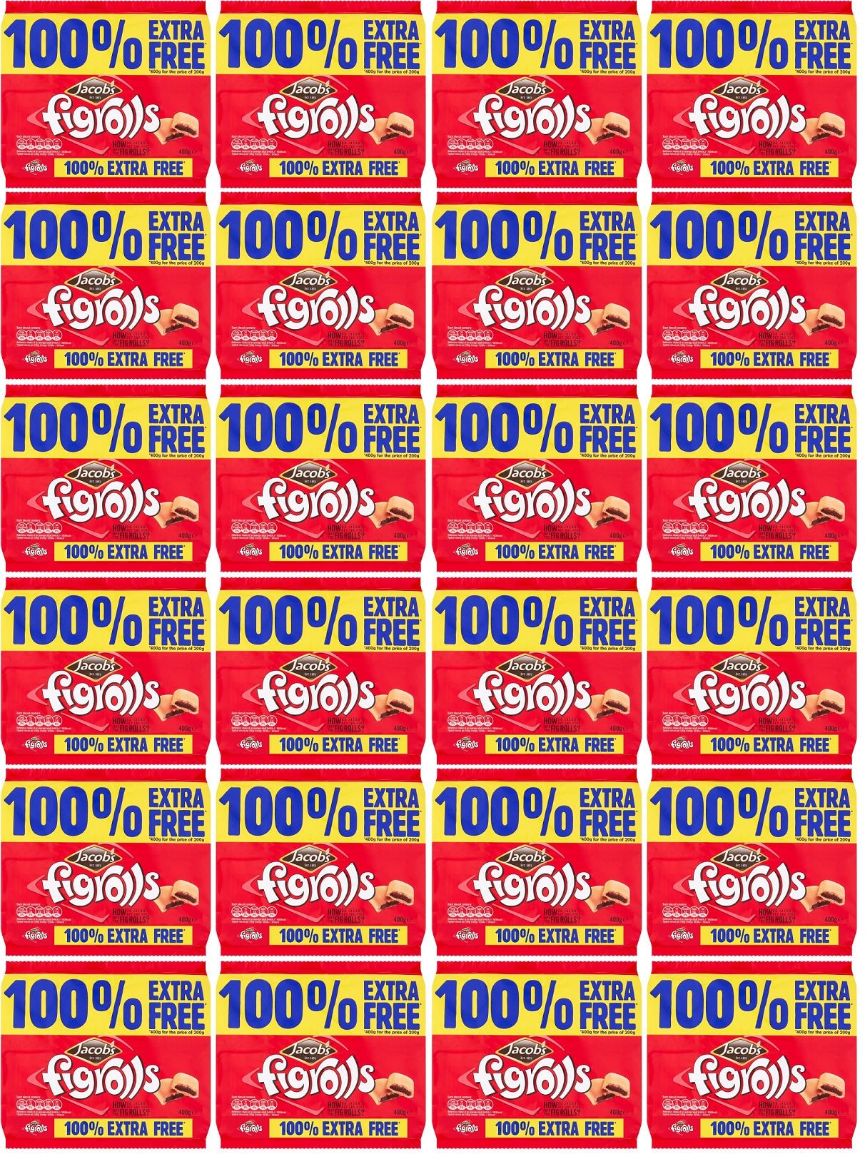 24 x Jacob's Figrolls 400G 100% Extra Free