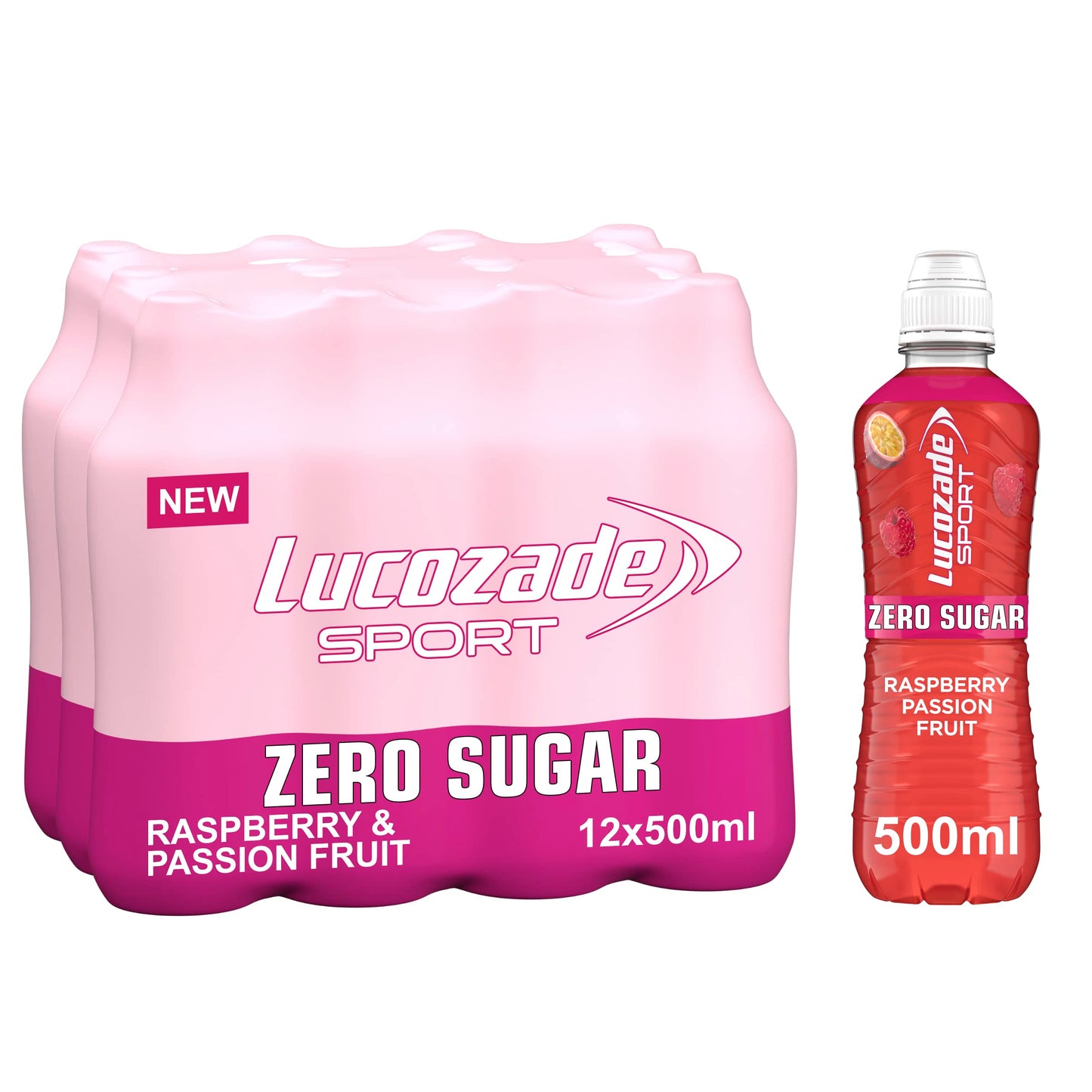 12 x Lucozade Sport Zero Raspberry & Passion Fruit 500Ml