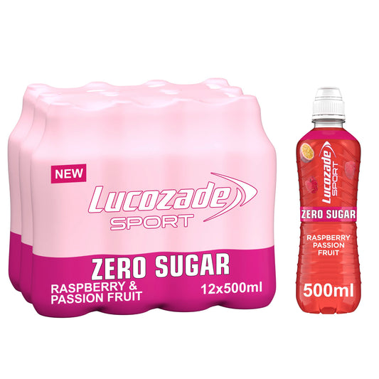 12 x Lucozade Sport Zero Raspberry & Passion Fruit 500Ml