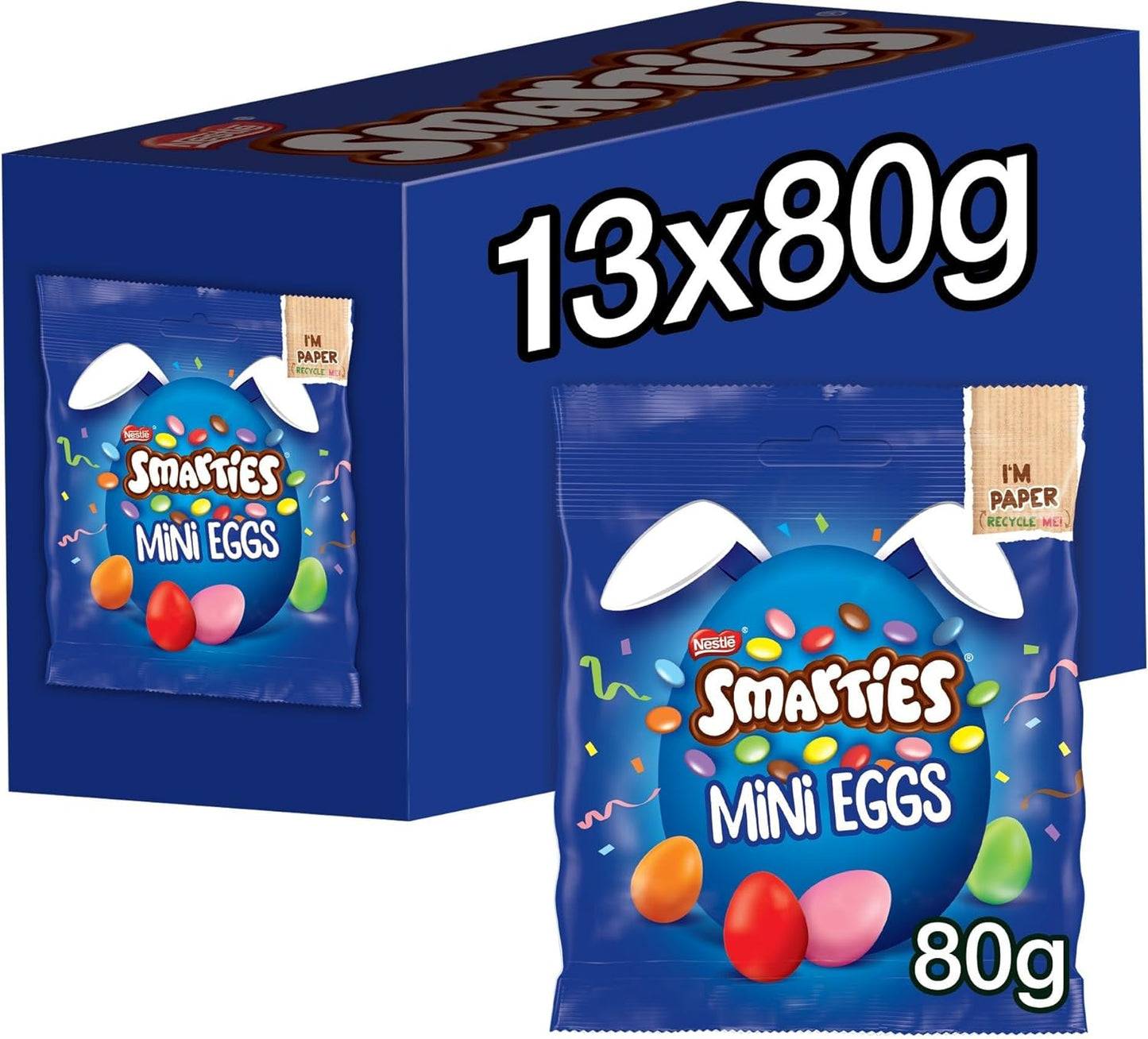 13 x Smarties Milk Chocolate Mini Eggs Sharing Bag - 80GM