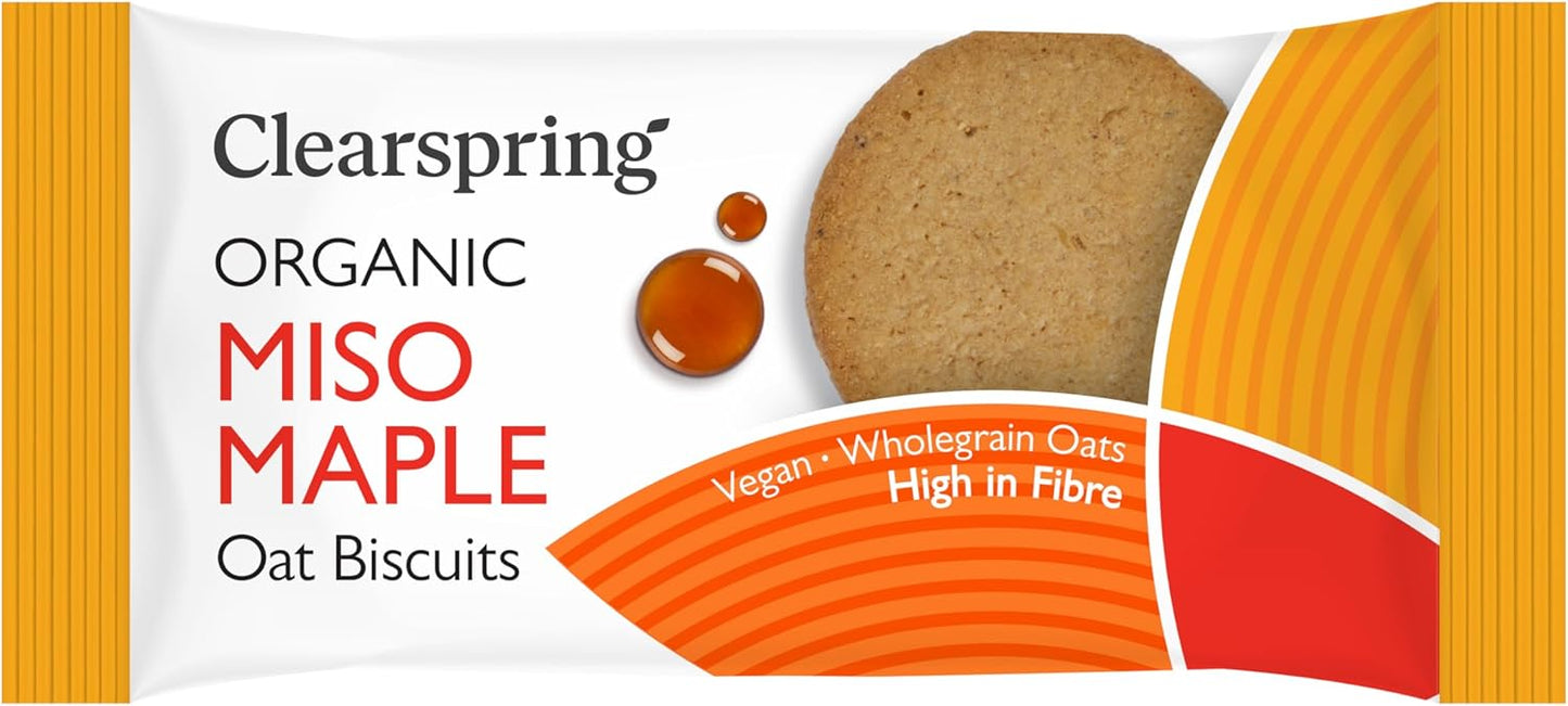 12 x Clearspring Org Oat Biscuits Miso Maple - 40g