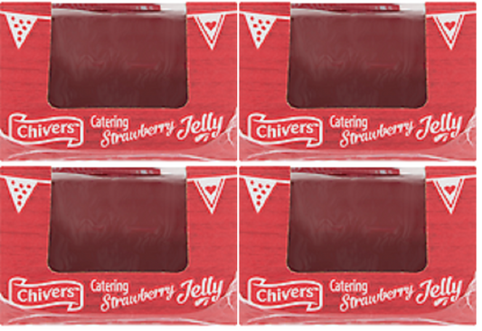4 x Chivers Catering Strawberry Flavour Jelly 12 X 135G (1.62Kg)