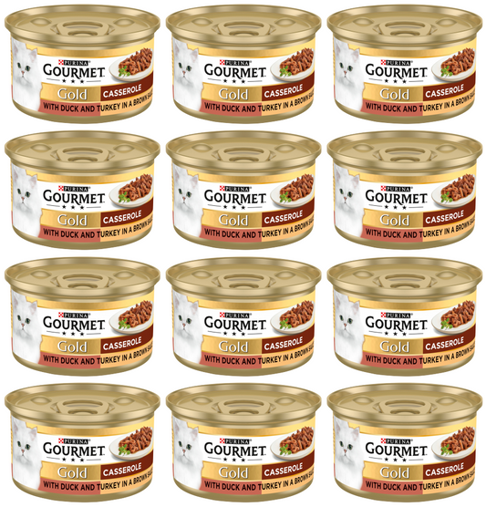 12 X Purina Gourmet Gold Duck And Turkey Casserole 85G