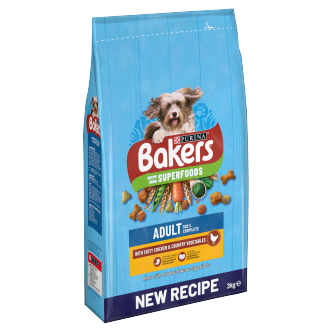 4 x Purina Bakers Adult Chicken & Vegetable 3Kg