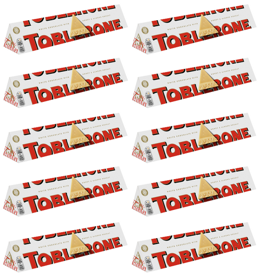 10 x Toblerone White Chocolate Large Bar - 360Gm