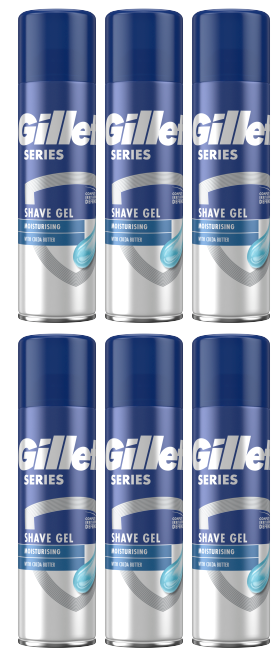 6 x Gillette Series Shave Gel Moisturising - 200Ml