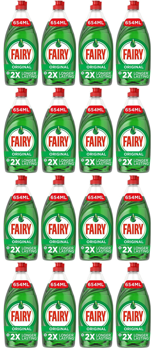 16 x Fairy Original Washing Up Liquid Green With Liftaction 654Ml