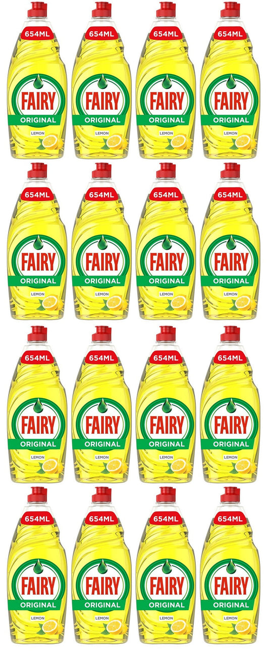 16 x Fairy Lemon Washing Up Liquid With Liftaction 654Ml