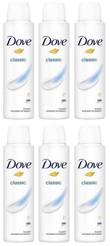 6 x Dove  Anti-Perspirant Deodorant Spray Classic 150 Ml