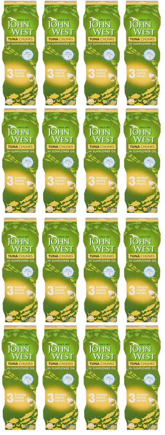 16 x John West Tuna Chunks In Sunflower Oil 3 X 80G