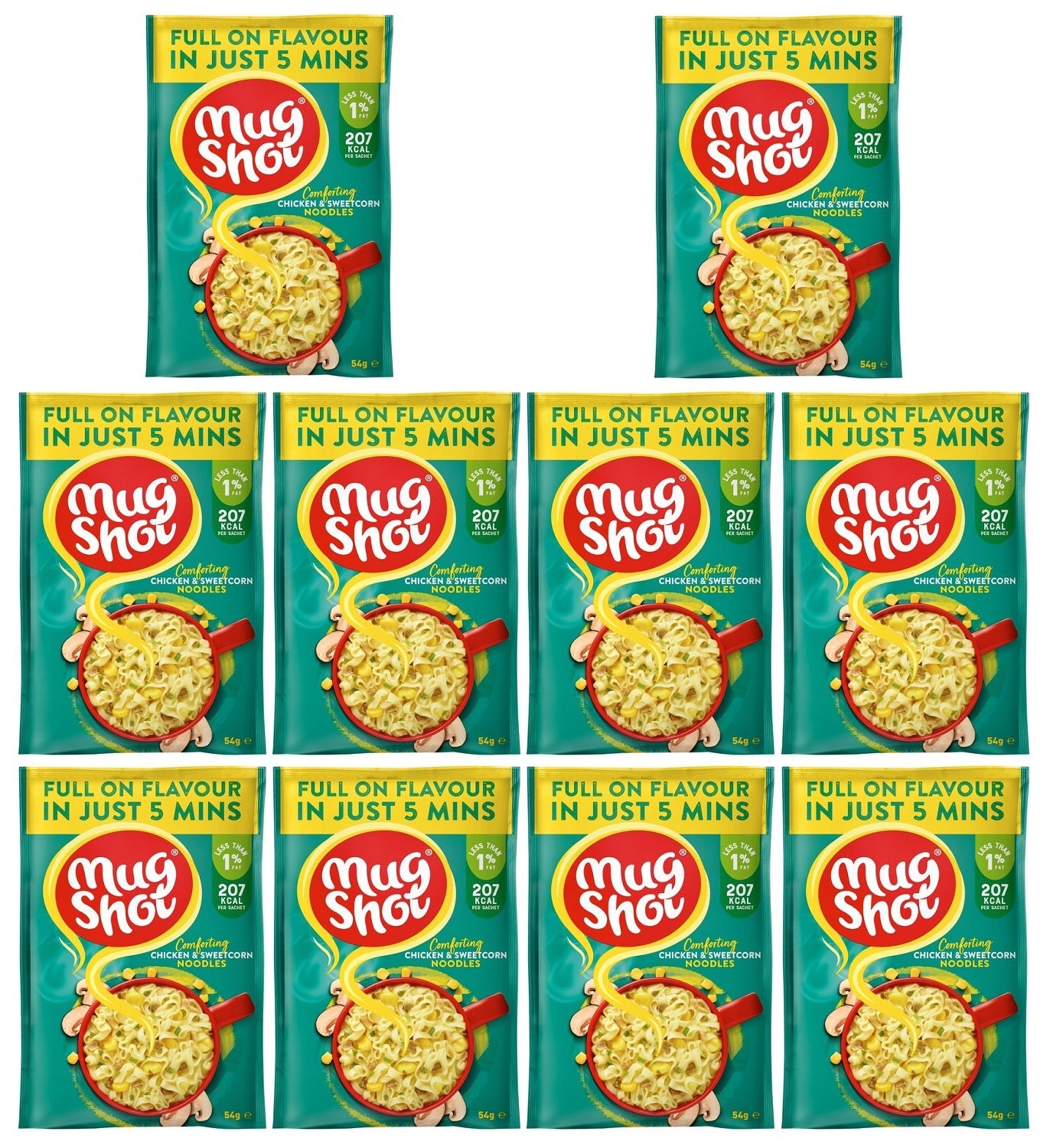 10 x Mug Shot Comforting Chicken & Sweetcorn Noodles 54G