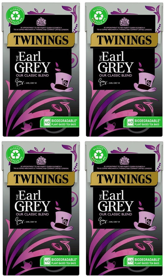 4 x Twinings The Earl Grey 40 Tea Bags 100G