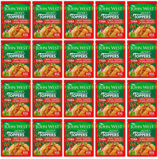 20 x John West Jacket Toppers Tuna With An Oven Dried Tomato & Herb Dressing 85G
