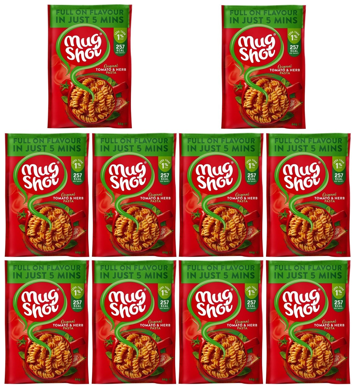 10 x Mug Shot Original Tomato And Herb Pasta 64G