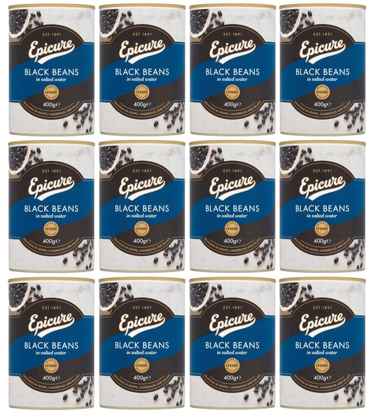 12 x Epicure Black Beans In Salted Water 400G