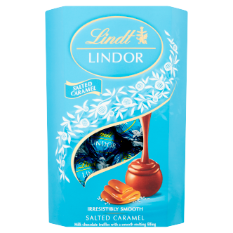 8 x Lindt Lindor Salted Caramel Truffles Box Cornet - 200Gm