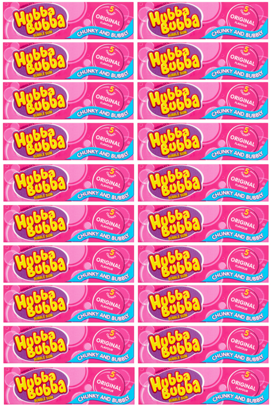 20 x Hubba Bubba Original Big Bubble Gum 5 Pce