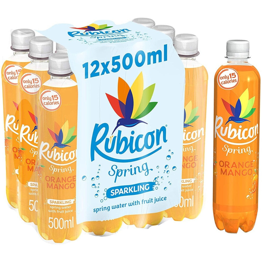 12 x Rubicon Spring Orange Mango Flavoured Sparkling Spring Water 500Ml
