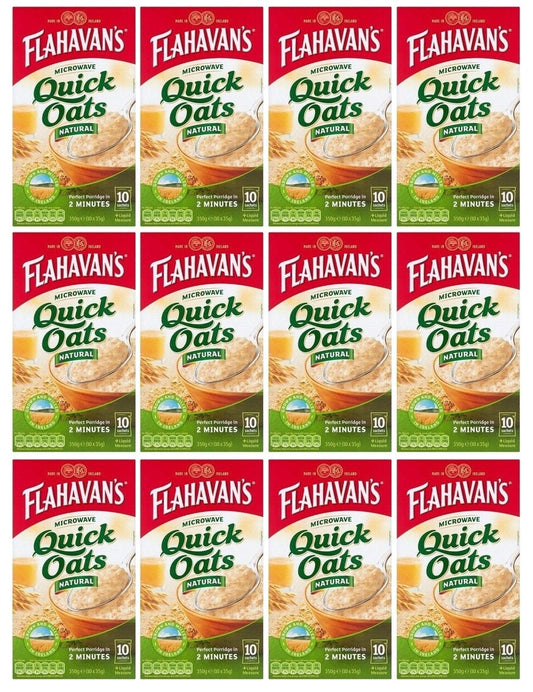 12 x Flahavan's Microwave Quick Oats Natural 10 X 35G (350G)