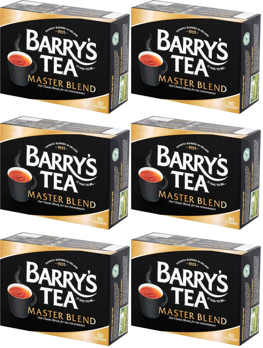 6 x Barry's Tea Master Blend 80 Teabags 250G