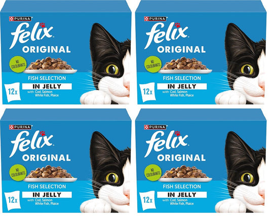 4 x Felix Cat Original Pouch Fish Selection - 12X85GM