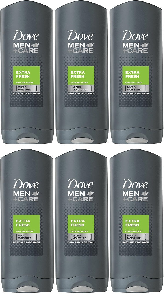 6 x Dove Men + Care Extra Fresh Body And Face Wash 250Ml