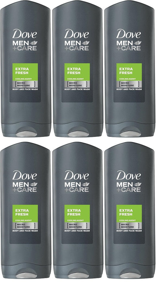 6 x Dove Men + Care Extra Fresh Body And Face Wash 250Ml