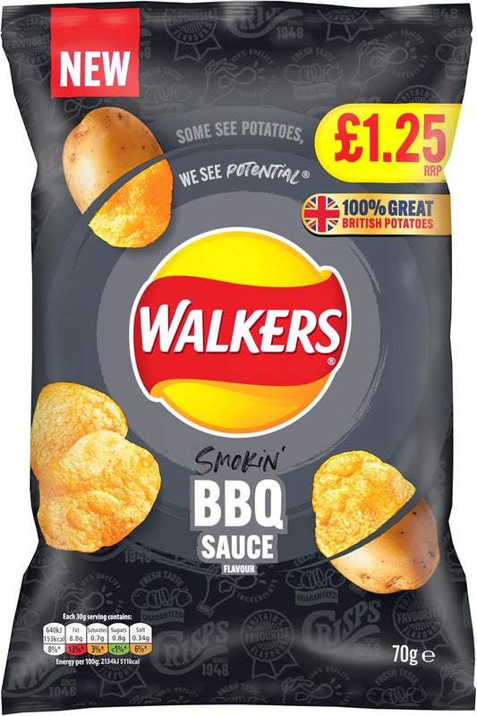 18 x Walkers Bbq Sauce - 70GM