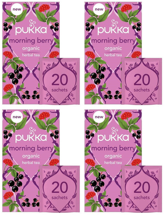 4 x Pukka 20 Morning Berry Herbal Tea Sachets 34G