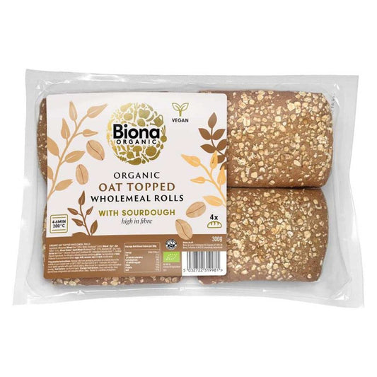 Biona Org Oat Topped Wholemeal Rolls - 300g