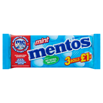 25 x Mentos Mint Roll 3Pk 3X25Gm