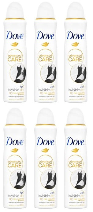 6 x Dove Invisible Dry Anti-Perspirant Deodorant Aerosol 150Ml
