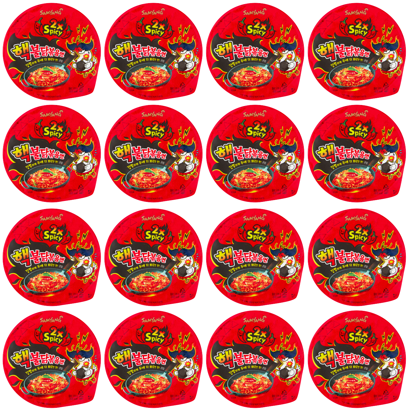 16 x Samyang Instant Big Bowl Noodle Red 2x Spicy Chicken  - 105G