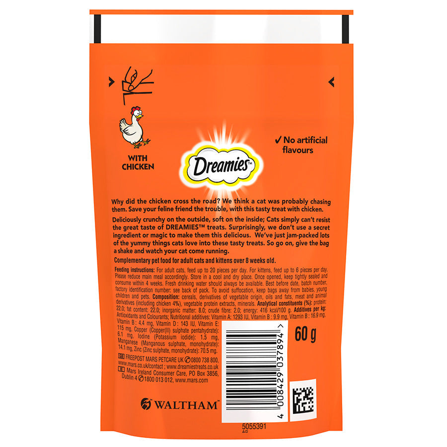 8 x Dreamies Cat Treat Biscuits With Chicken 60G