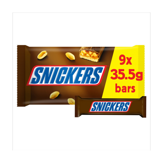 11 x Snickers Chocolate Snack Size Bars Multipack 9 X 35.5G