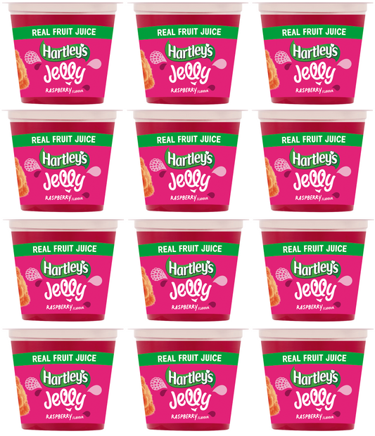 12 x Hartleys Rte Jelly Raspberry Pots 125Gm