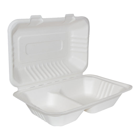 5 x Bagasse Meal Box 2 Compartment  9 X 6