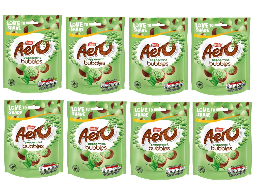 8 x Nestle Aero Bubbles Peppermint Pouch 92Gm
