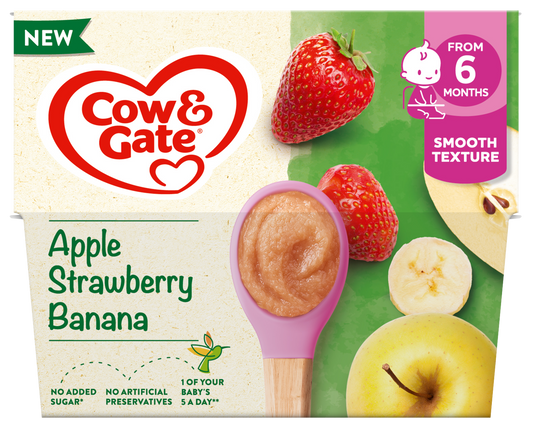6 x Cow & Gate Cup Apple Banana & Strawberry - 4X100G